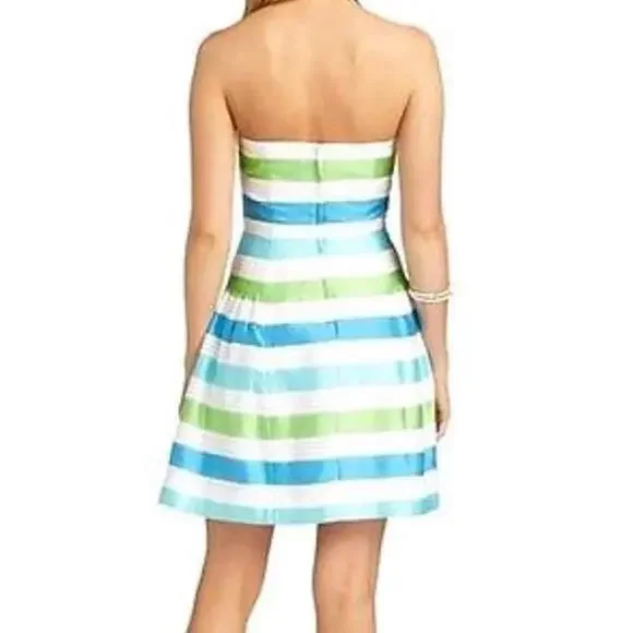 Lilly Pulitzer Jordan Multi Corded Organza Stripe Strapless Dress 8 NWT $288 - Picture 2 of 9